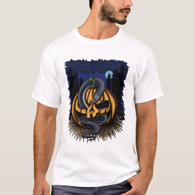 Halloween Pumpkin Snake T Shirt (Framsida)