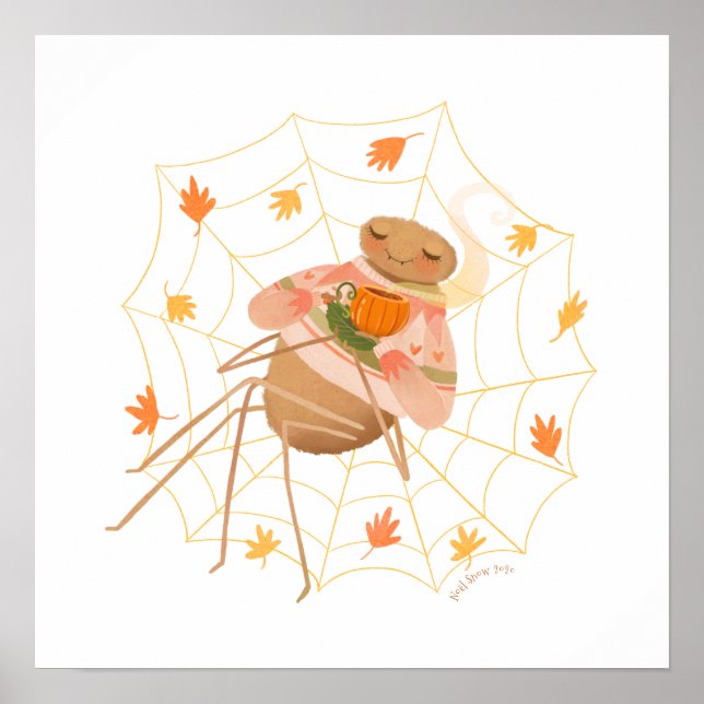 Halloween Pumpkin Spice Cute Spider Poster (Framsidan)