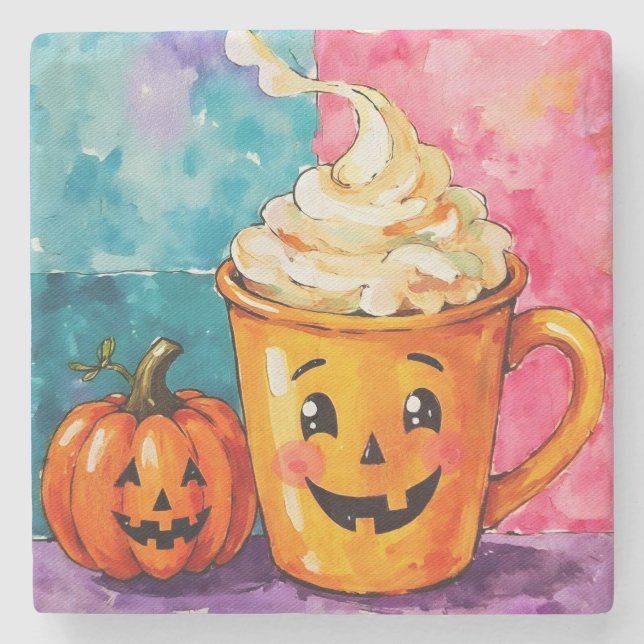 Halloween Pumpkin Spice Latte Stenunderlägg (Framsidan)