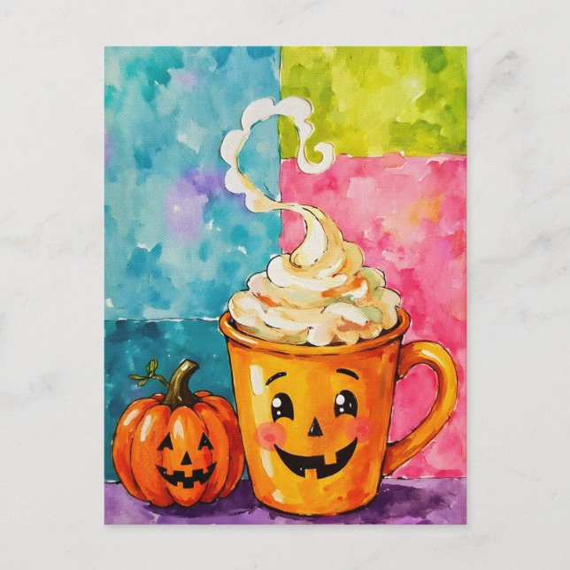 Halloween Pumpkin Spice Latte Vykort (Framsida)