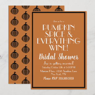 Halloween Pumpkin Spice och Vin Möhippa Inbjudningar