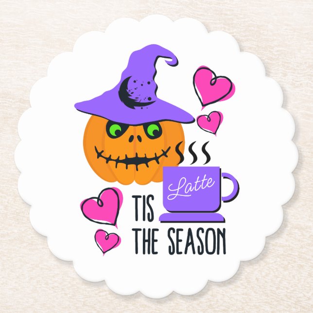 Halloween Pumpkin Spice Season Drink Coaster Underlägg Papper (Framsida)