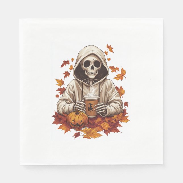 Halloween Pumpkin Spice Skeleton Pappersservett (Framsidan)