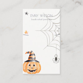 Halloween Pumpkin Spider Band Necklace Visning Visitkort