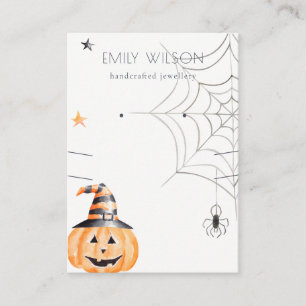 Halloween Pumpkin Spider Earring Necklace Visning Visitkort
