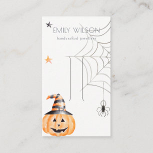 Halloween Pumpkin Spider Hair Clip Jewelry Visning Visitkort