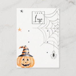 Halloween Pumpkin Spider Logotyp 3 Visning vid upp Visitkort