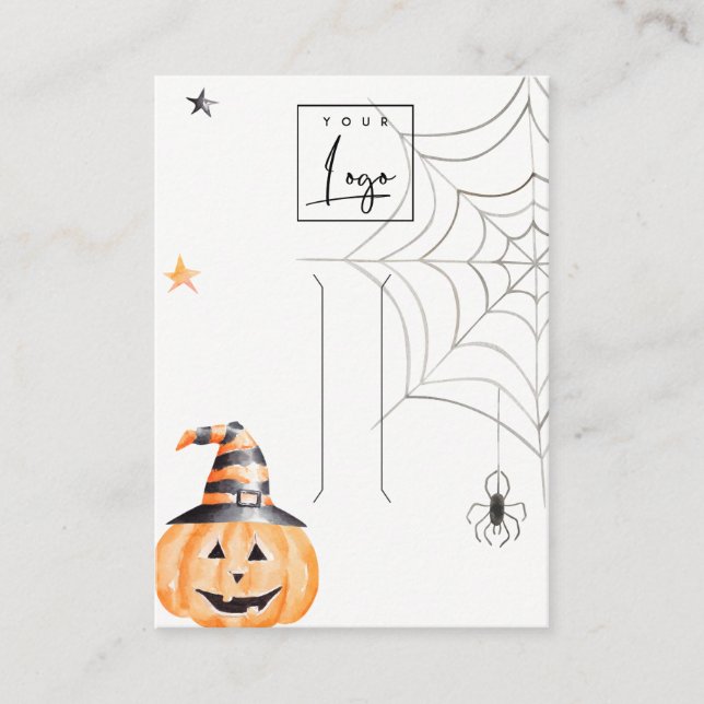 Halloween Pumpkin Spider Logotyp Hair Clip Visning Visitkort (Framsida)