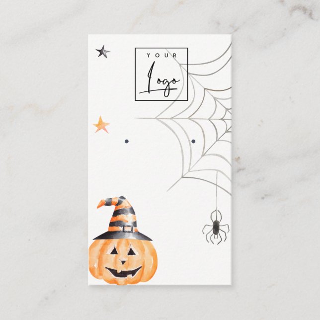 Halloween Pumpkin Spider Logotyp Stud Earring Visn Visitkort (Framsida)