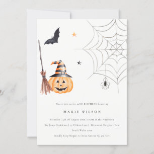 Halloween Pumpkin Spider Valder Birthday Inbjudan
