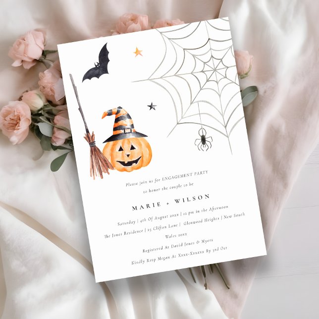 Halloween Pumpkin Spindelnät Fladdermus Förlovning Tack Kort (Skapare uppladdad)