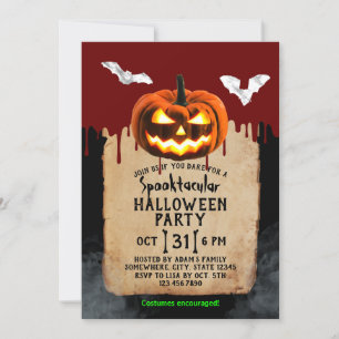 Halloween Pumpkin Spooktacular Blood Expping Inbjudningar