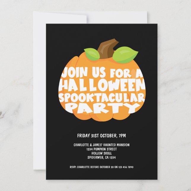 Halloween Pumpkin Spooktacular Party Inbjudningar (Framsida)