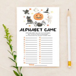Halloween Pumpkin Spooky Alphabet Baby Shower-spel Brevpapper