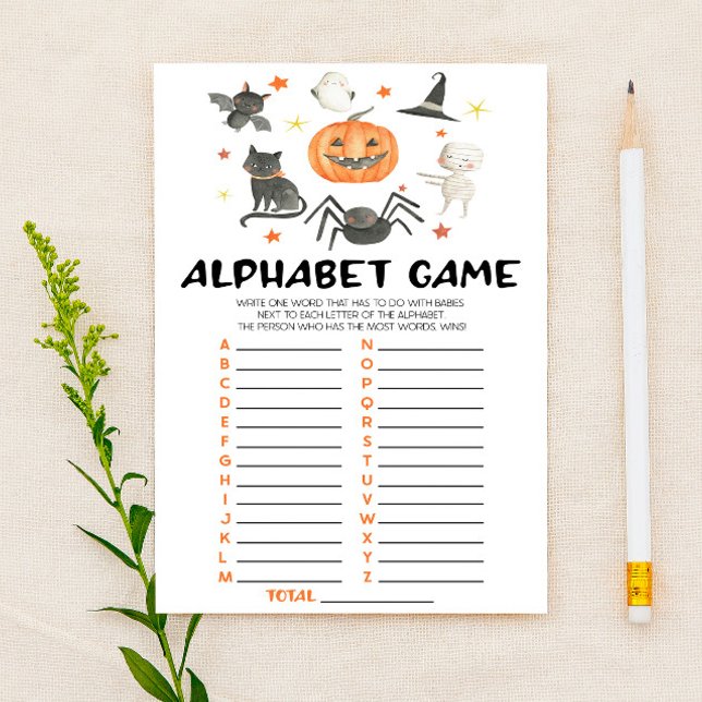 Halloween Pumpkin Spooky Alphabet Baby Shower-spel Brevpapper (Skapare uppladdad)