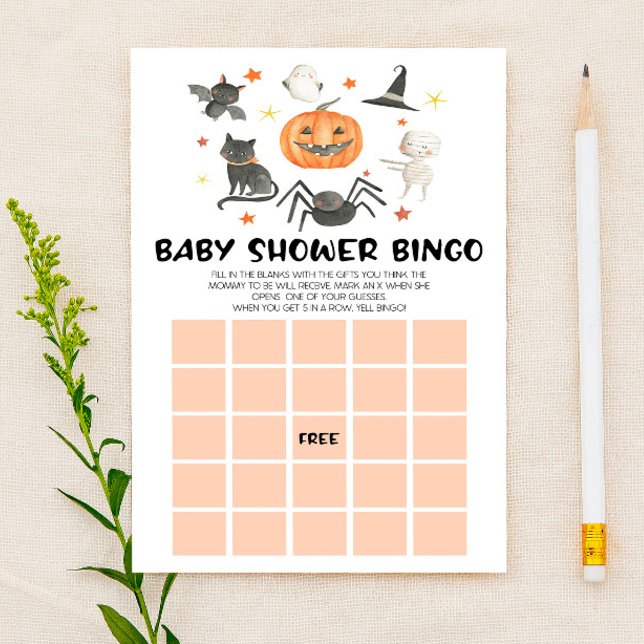 Halloween Pumpkin Spooky Bingo Baby Shower-spel Brevpapper (Skapare uppladdad)