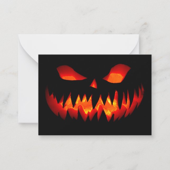 Halloween Pumpkin Spooky Scary Horror Orange Anteckningskort (Framsida)