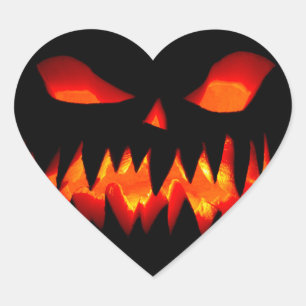 Halloween Pumpkin Spooky Scary Horror Orange Hjärtformat Klistermärke