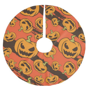 Halloween Pumpkin: Spooky Seamless Mönster Julgransmatta Borstad Polyester
