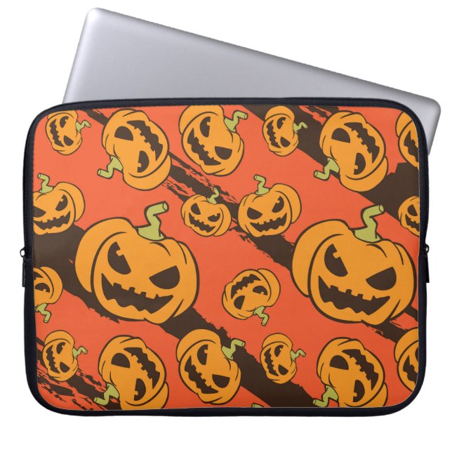 Halloween Pumpkin: Spooky Seamless Mönster Laptop Fodral (Framsidan)