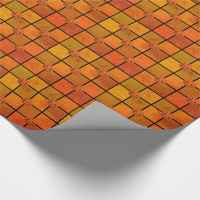 Halloween Pumpkin Squares Presentpapper (Hörn)