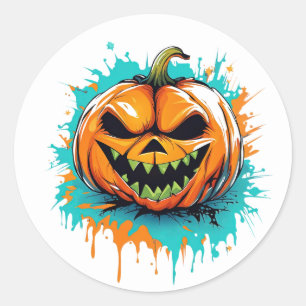 Halloween Pumpkin Stickers Runt Klistermärke