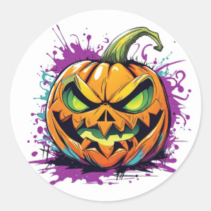 Halloween Pumpkin Stickers Runt Klistermärke