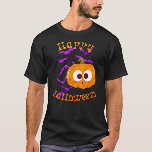 Halloween Pumpkin Stil T Shirt (Framsida)
