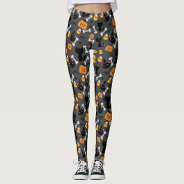 Halloween Pumpkin & Svarta katter Sömlös Mönster Leggings