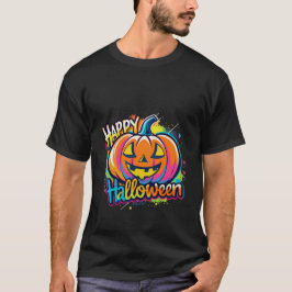 Halloween Pumpkin T-Shirt Colorful Lycklig Hallowe