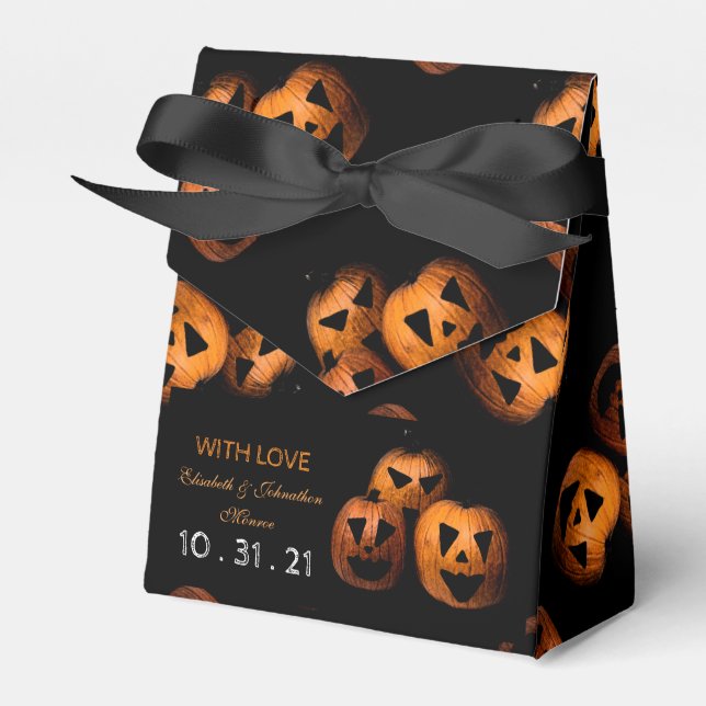 Halloween Pumpkin Tiled Favor Box Presentaskar (Framsidan Sidan)