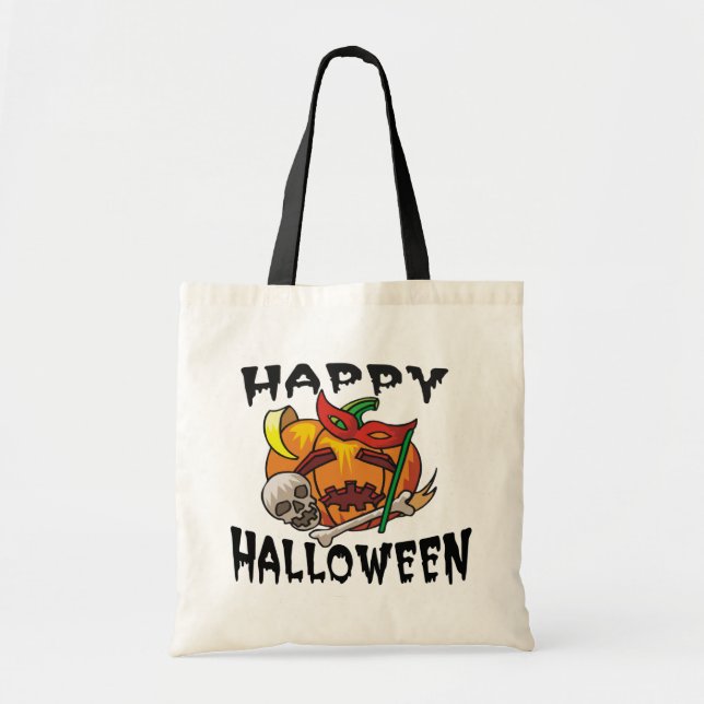 Halloween Pumpkin Tote Bag Tygkasse (Framsidan)