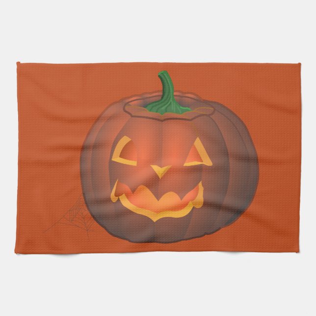 Halloween Pumpkin Towel Jack-O-Lantern Tea Towels Kökshandduk (Horisontell)