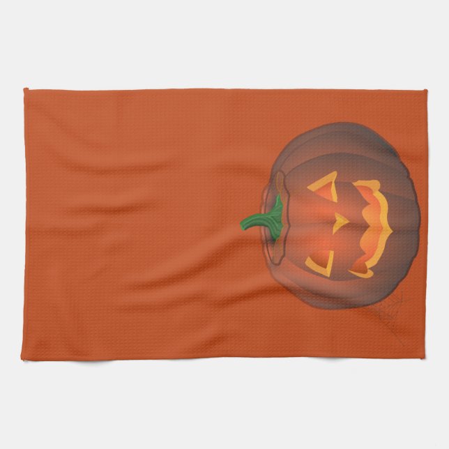 Halloween Pumpkin Towel Jack-O-Lantern Tea Towels Kökshandduk (Horisontell)
