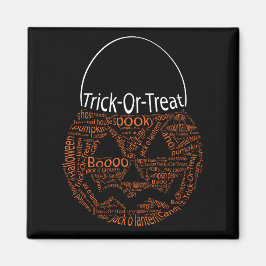 Halloween Pumpkin Typography Bus eller godis Magnet