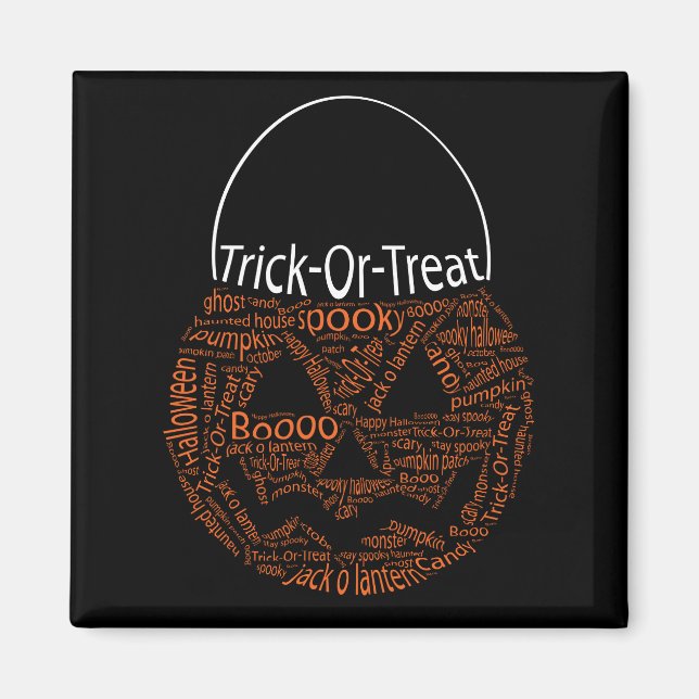 Halloween Pumpkin Typography Bus eller godis Magnet (Framsidan)