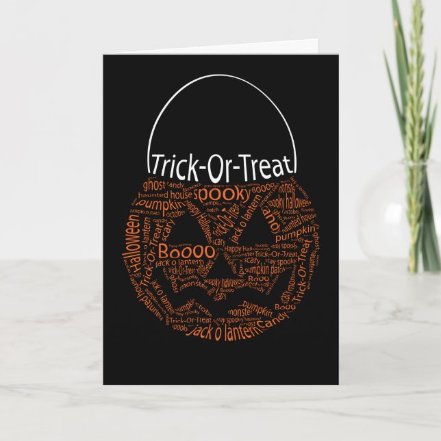 Halloween Pumpkin Typography Orange Black Kort (Framsida)