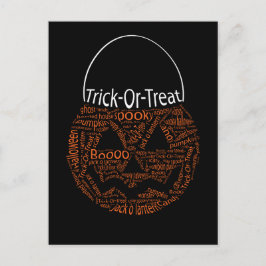 Halloween Pumpkin Typography Orange Black Vykort