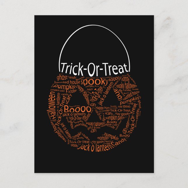 Halloween Pumpkin Typography Orange Black Vykort (Framsida)