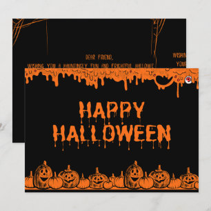 Halloween Pumpkin Typography Quote Flat Hälsning Kort