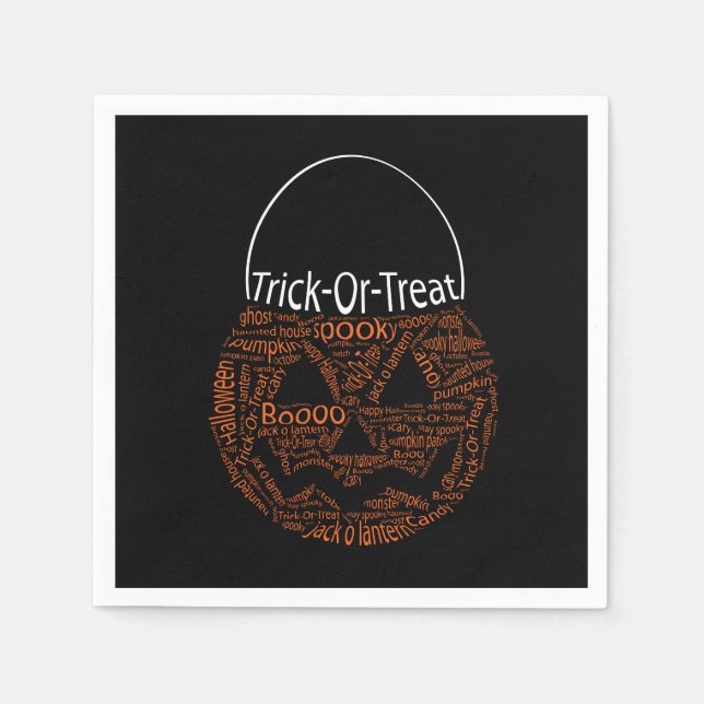 Halloween Pumpkin Typography Spooky Orange Pappersservett (Framsidan)