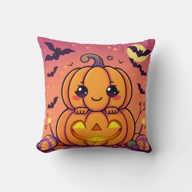 Halloween Pumpkin-utskrift Kudde (Framsida)