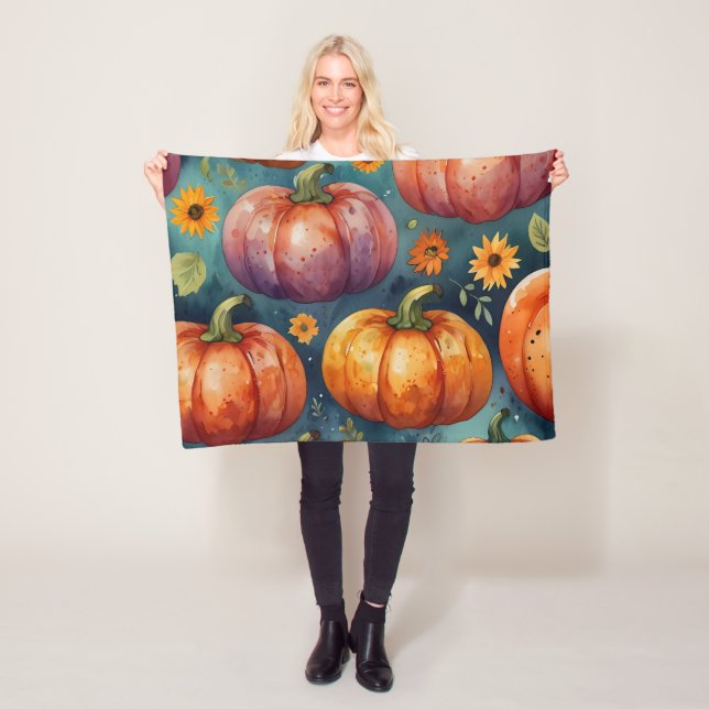 Halloween Pumpkin Vibes designer Fleece Blanket (På plats)