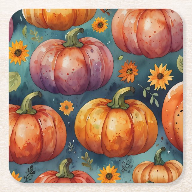 Halloween Pumpkin Vibes designer Underlägg Papper Kvadrat (Framsidan)