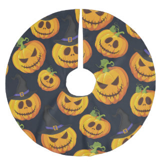 Halloween Pumpkin: Vintage Witch Mönster Julgransmatta Borstad Polyester
