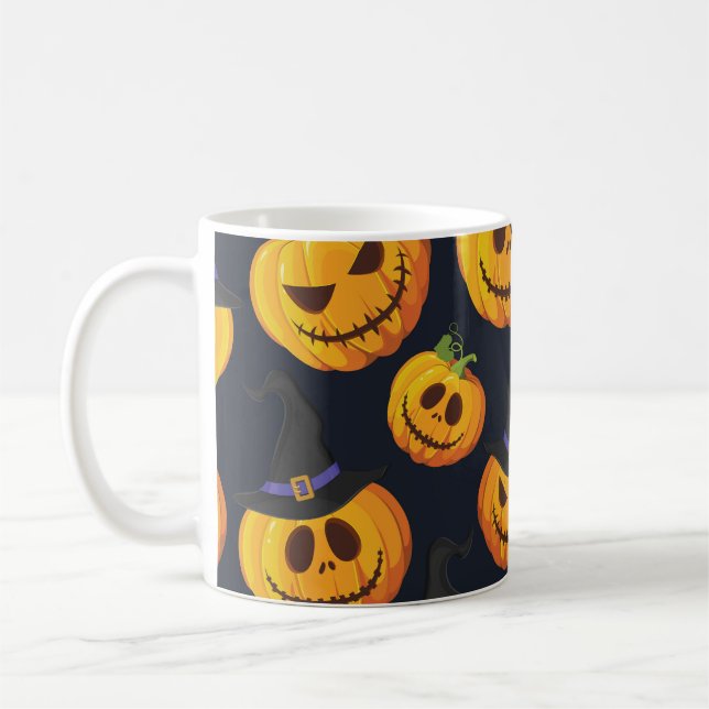 Halloween Pumpkin: Vintage Witch Mönster Kaffemugg (Vänster)