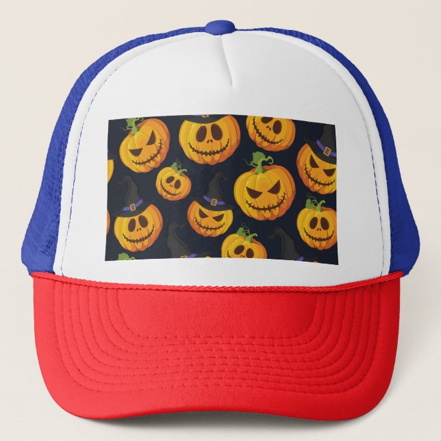 Halloween Pumpkin: Vintage Witch Mönster Keps (Framsida)