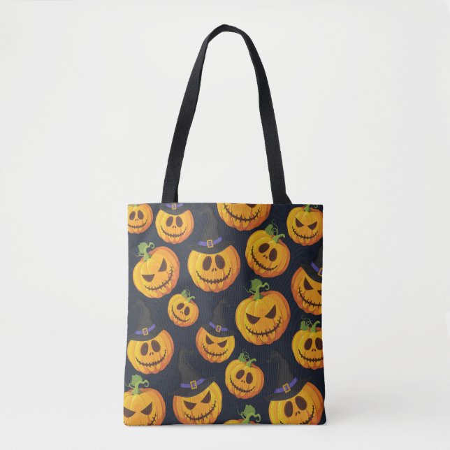 Halloween Pumpkin: Vintage Witch Mönster Tygkasse (Framsida)