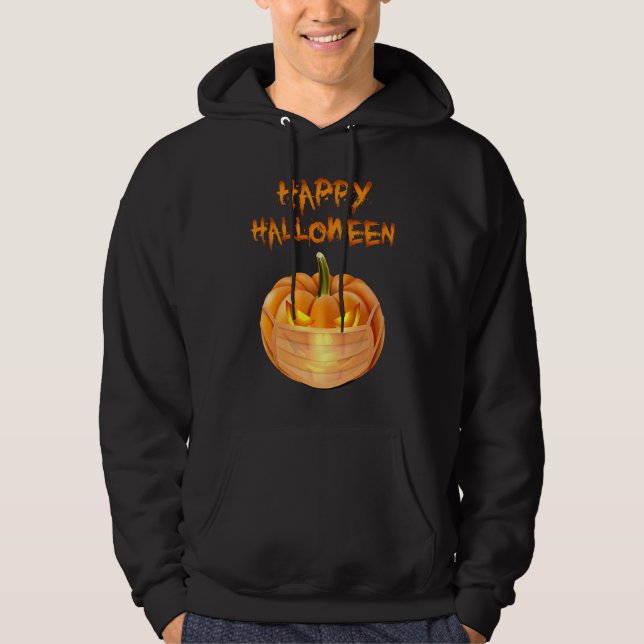 Halloween Pumpkin Wearing Face Mask Funny Jack O L Hoodie (Framsida)
