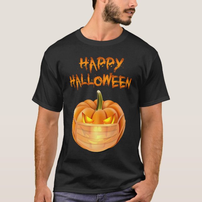 Halloween Pumpkin Wearing Face Mask Funny Jack O L T Shirt (Framsida)